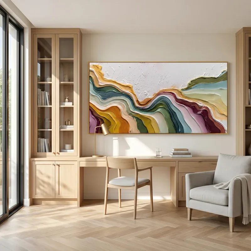 Earth Tone Topographic Wall Art – Horizontal Organic Abstract#yy825170