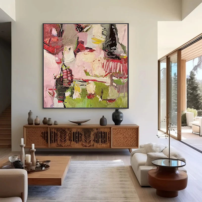 Blush & Olive Abstract Wall Art – Modern Gestural Artwork#yy825173