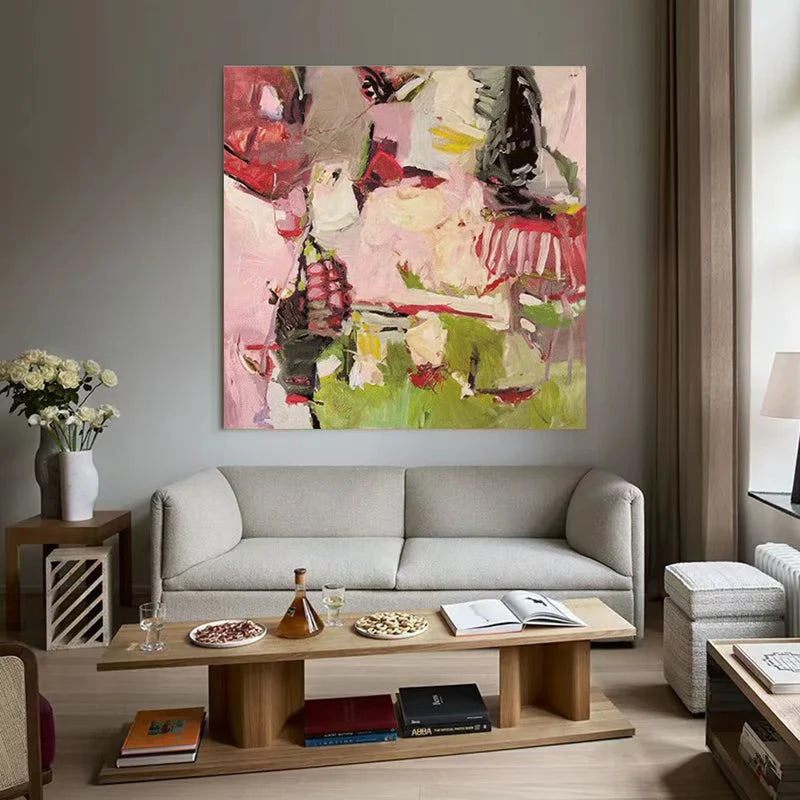 Blush & Olive Abstract Wall Art – Modern Gestural Artwork#yy825173