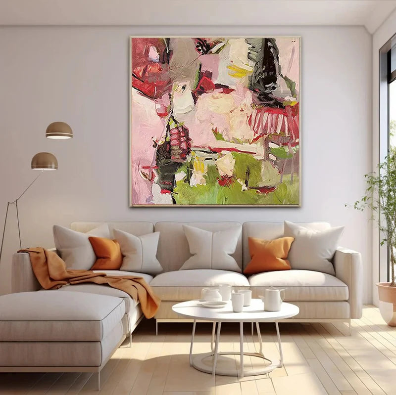 Blush & Olive Abstract Wall Art – Modern Gestural Artwork#yy825173