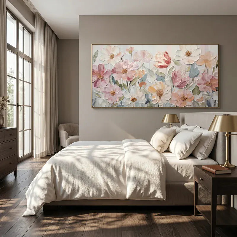 Blush Pink Floral Wall Art – Textured Pastel Wildflower Painting#yy825175