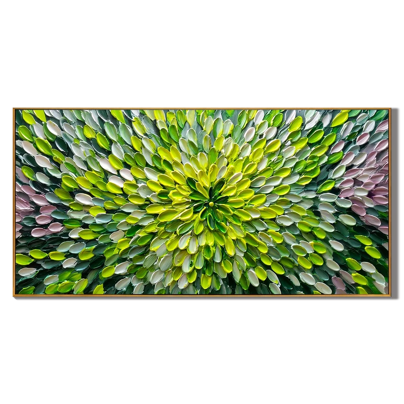 Green Floral Wall Art – Textured Lime Botanical Painting#yy825176