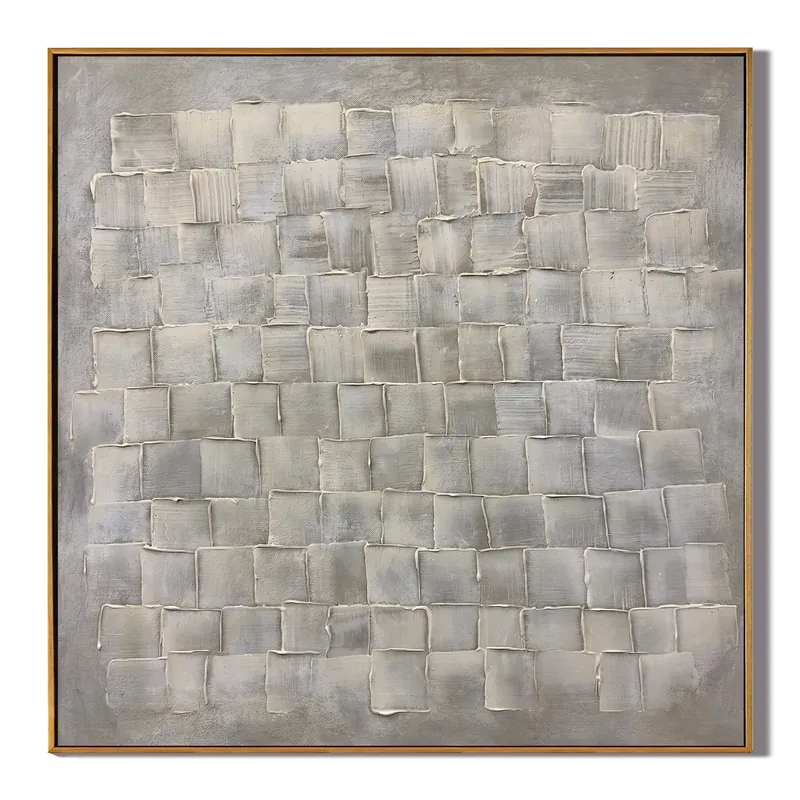 Wabi Sabi White & Gray Textured Wall Art – Minimalist Geometric Painting#yy825180
