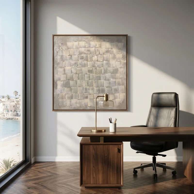 White & Gray Textured Wall Art – Minimalist Geometric Painting#yy825180