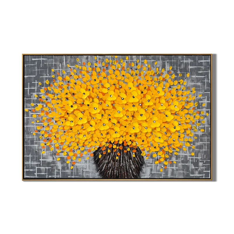 Yellow Flower Bouquet Wall Art – Textured Floral Painting#yy825182