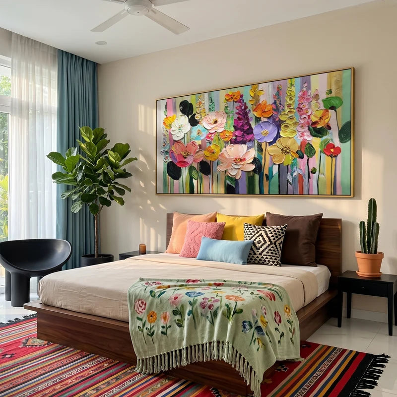 Joyful Garden Wall Art – Colorful Textured Flowers#yy825187