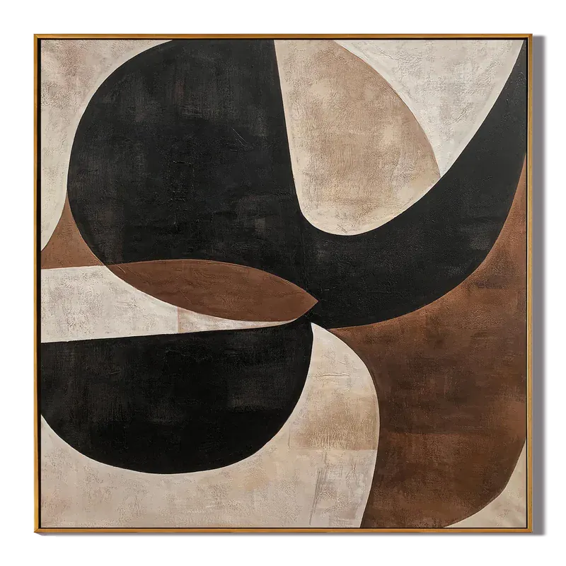 Organic Geometric Wall Art – Black, Brown & Beige Abstract#yy825198