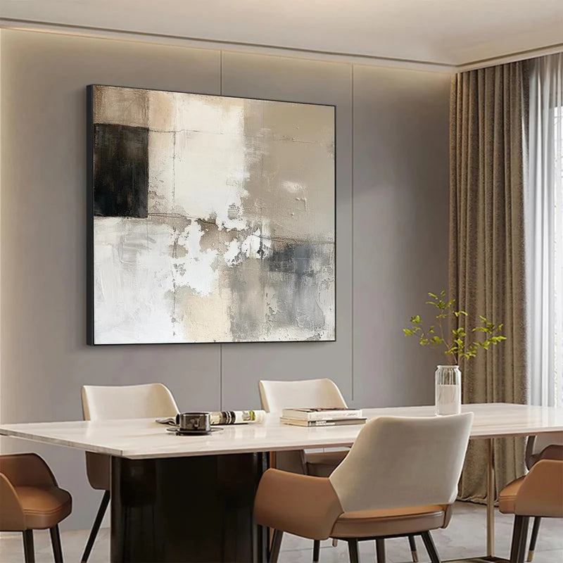 Neutral Black & Beige Abstract Wall Art – Minimalist Painting#yy825208
