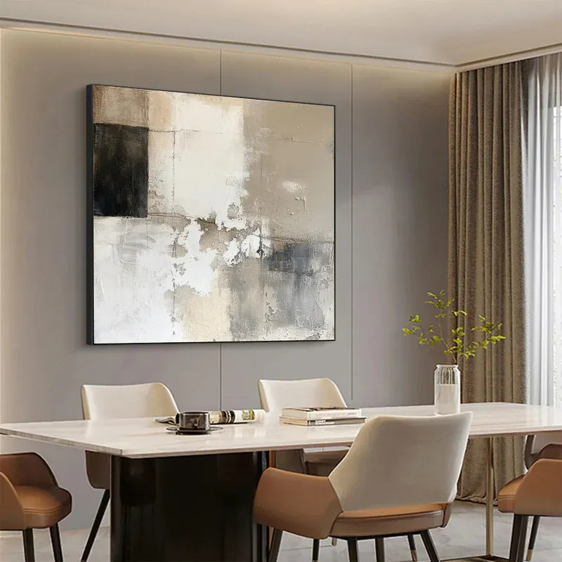 Neutral Black & Beige Abstract Wall Art – Minimalist Painting#yy825208