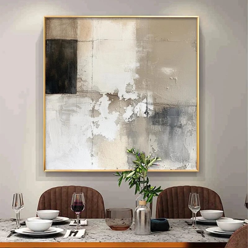Neutral Black & Beige Abstract Wall Art – Minimalist Painting#yy825208