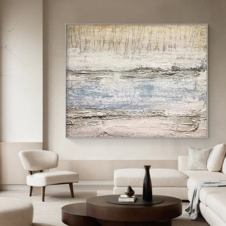 Soft Tides – Light Textured Coastal Wabi-Sabi Abstract Wall Art