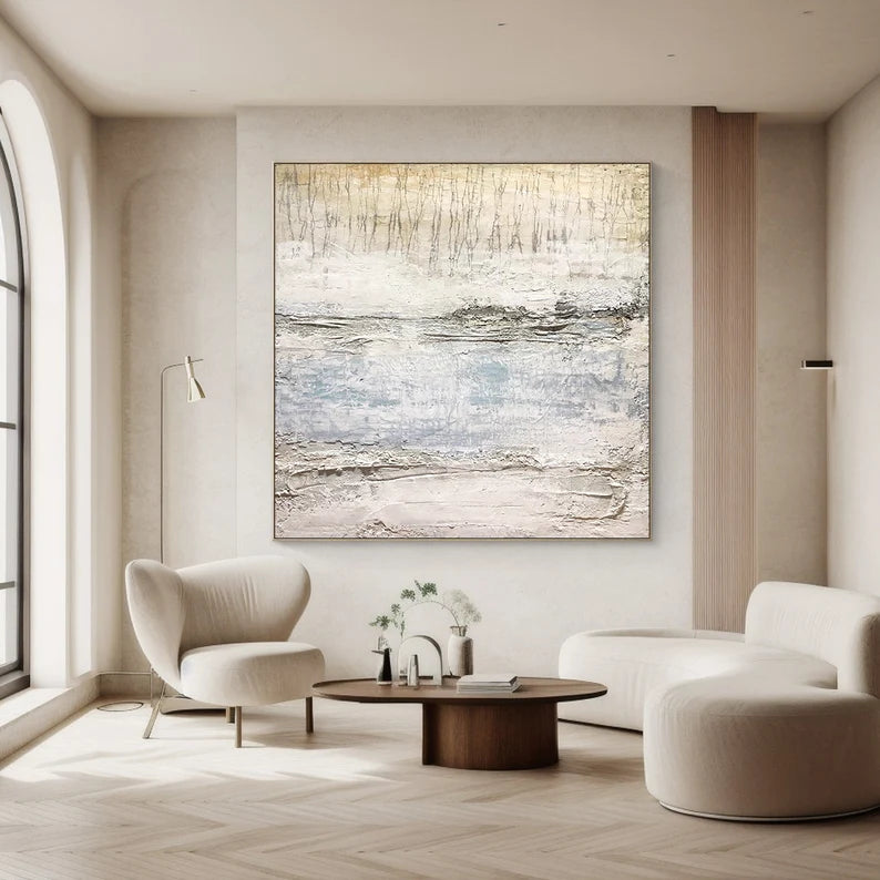 Soft Tides – Light Textured Coastal Wabi-Sabi Abstract Wall Art