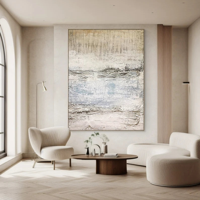 Soft Tides – Light Textured Coastal Wabi-Sabi Abstract Wall Art