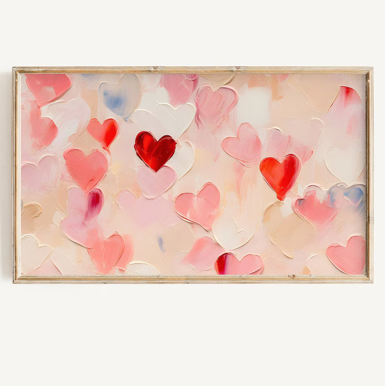 Whispers of Love – Hand-Painted Textured Heart Abstract Wall Art