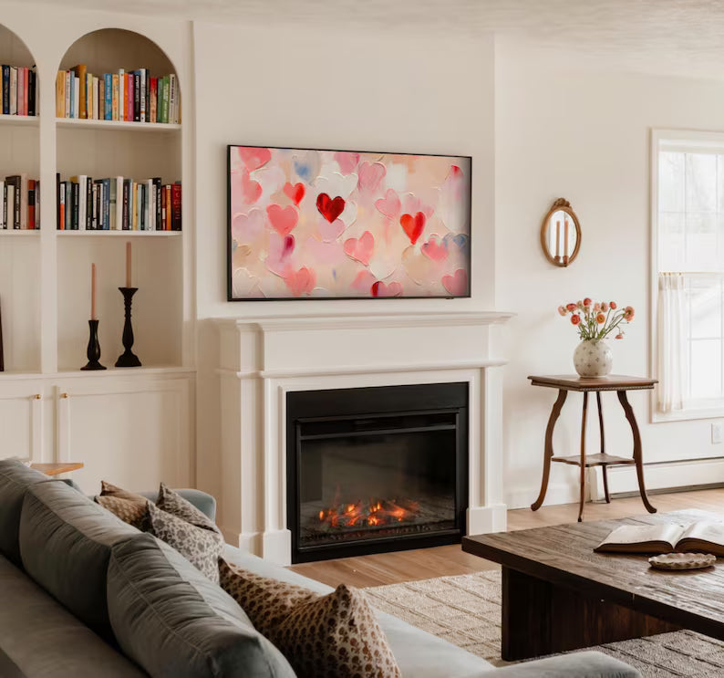 Rain of Hearts – Textured Abstract Love Wall Art