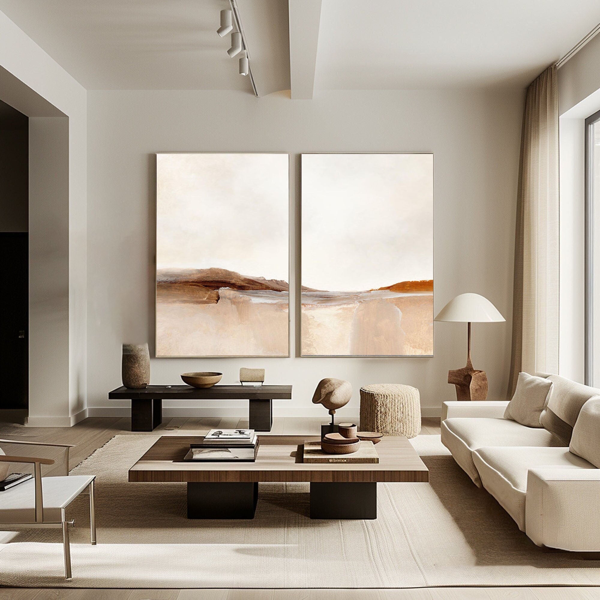 Desert Serenity- Abstract Landscape Canvas Duo SET OF 2