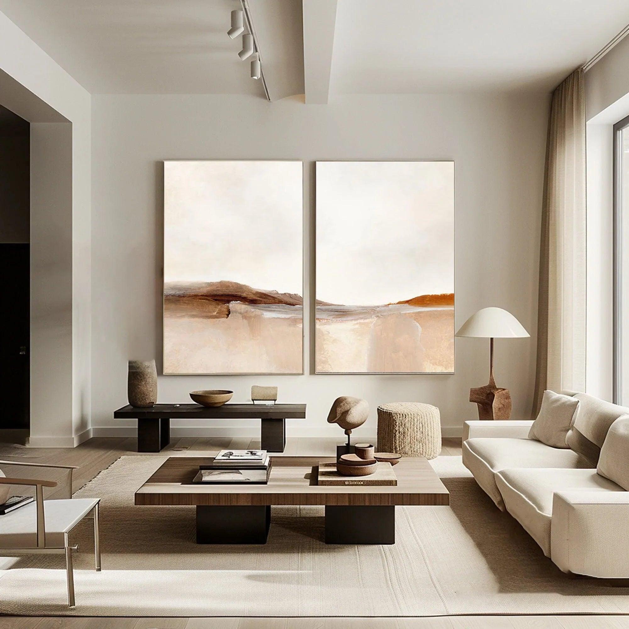 Desert Serenity- Abstract Landscape Canvas Duo SET OF 2 - artextured
