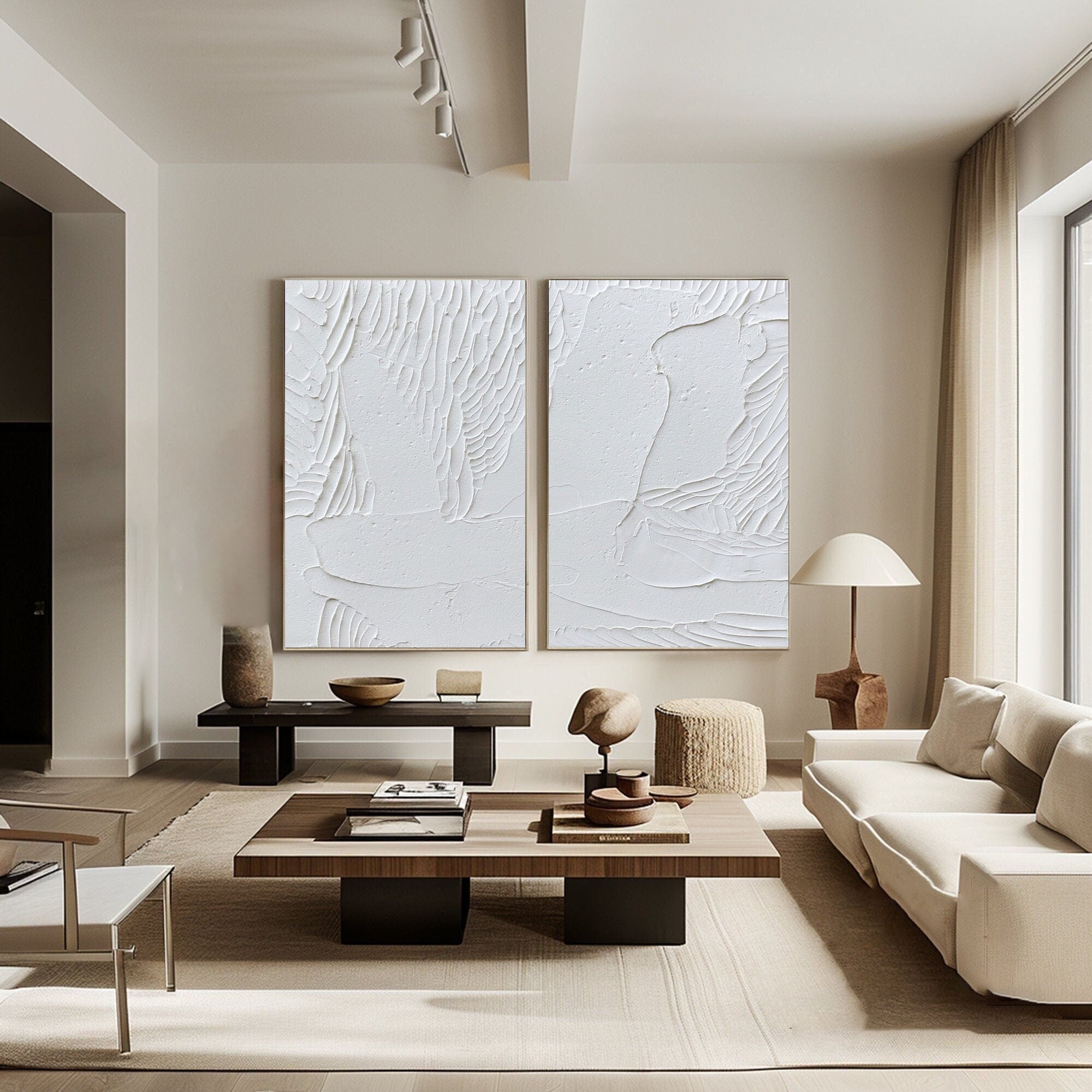 Whispered Wings - Dual Textured Minimalist Wall Art SET OF 2