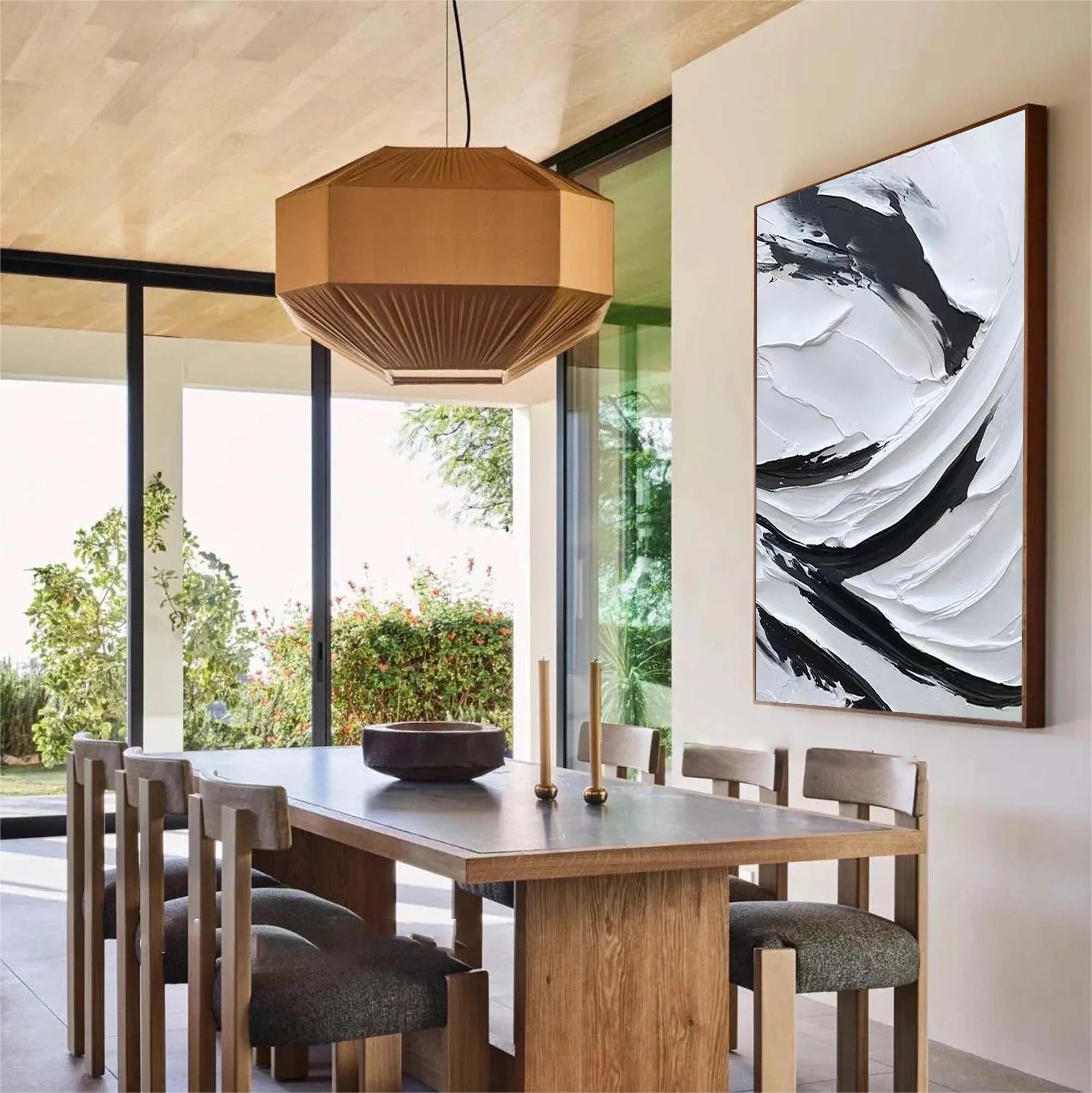 Dynamic Flow-Modern Minimalist Black and White Texture Thick Painted Abstract Wall Art - artextured