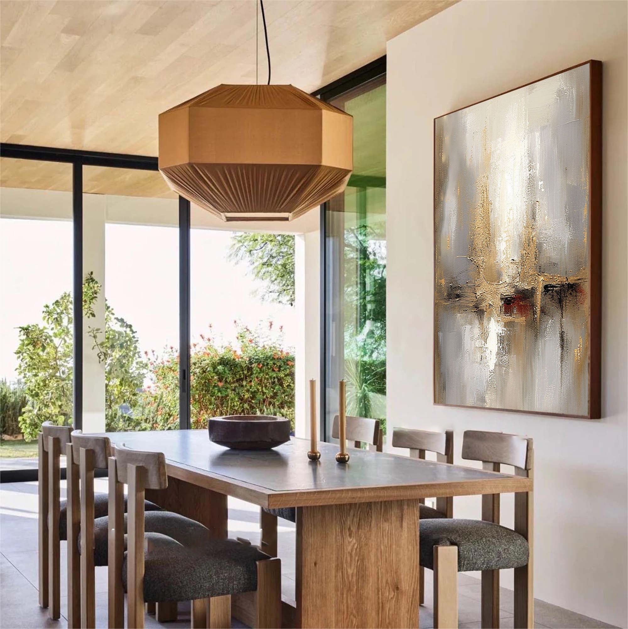 Golden Horizons - Gold, Silver and Grey Abstract Texture Wall Art