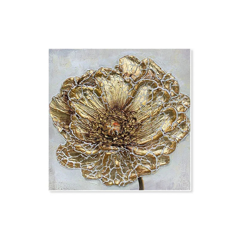 Golden Bloom-Abstract Texture Wall Art of Golden Three-Dimensional Flowers - artextured