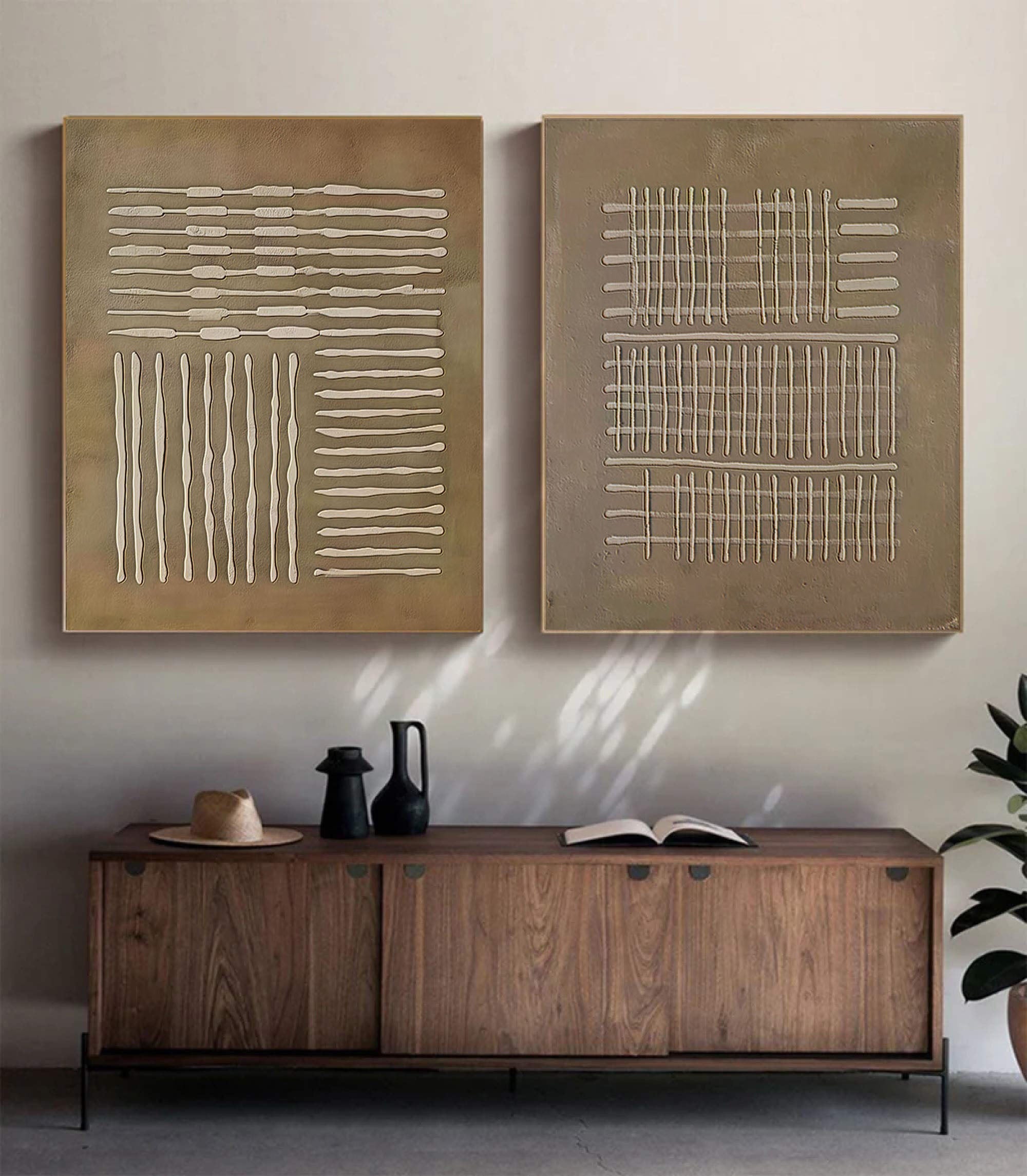 Textured Patterns- Abstract Linear Canvas SET OF 2