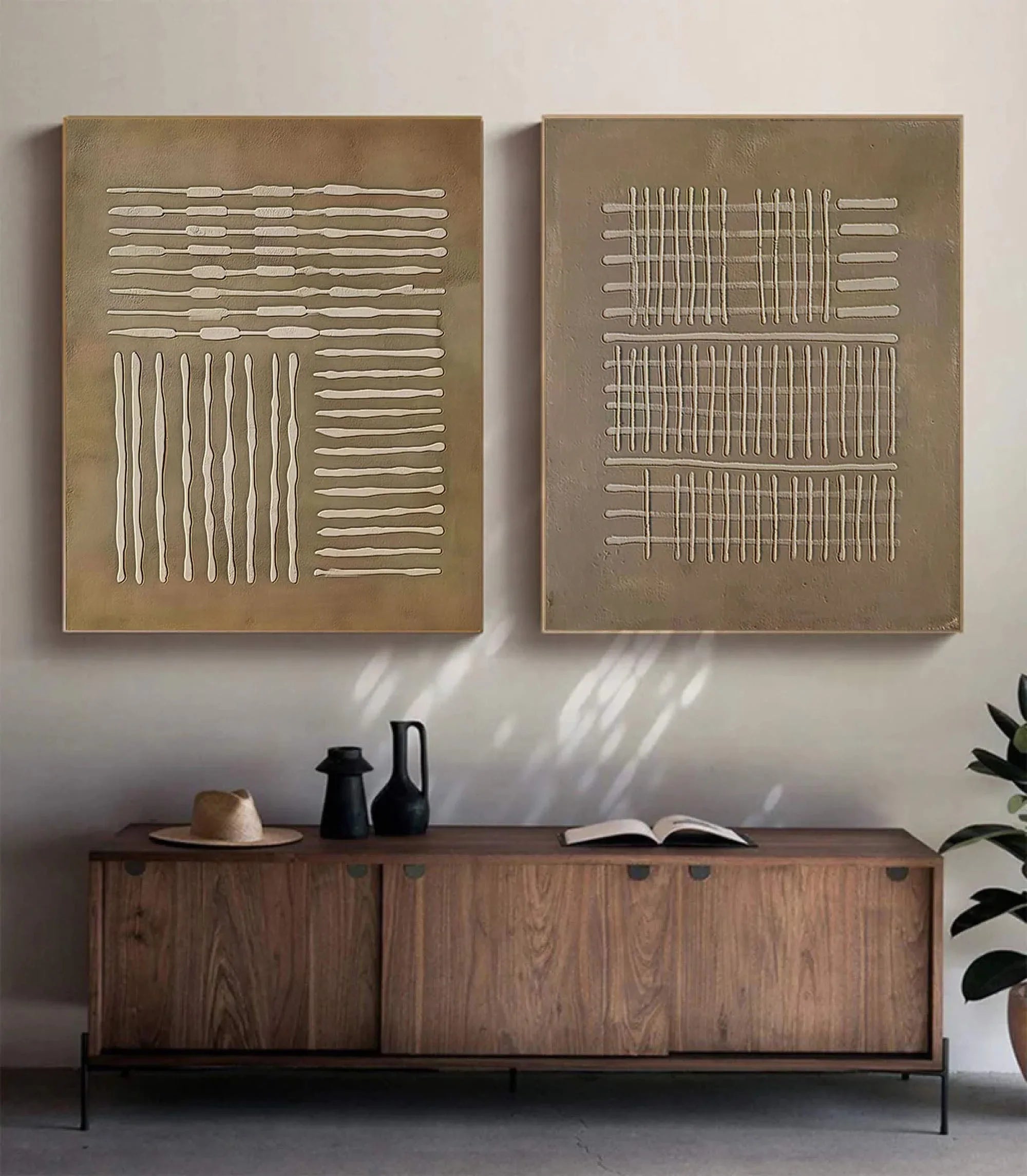 Textured Patterns- Abstract Linear Canvas SET OF 2 - artextured