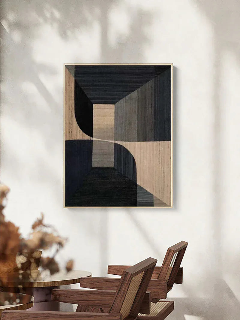 Geometric Tranquility-Geometric Space Abstract Wall Art with Extremely Simple Style - artextured