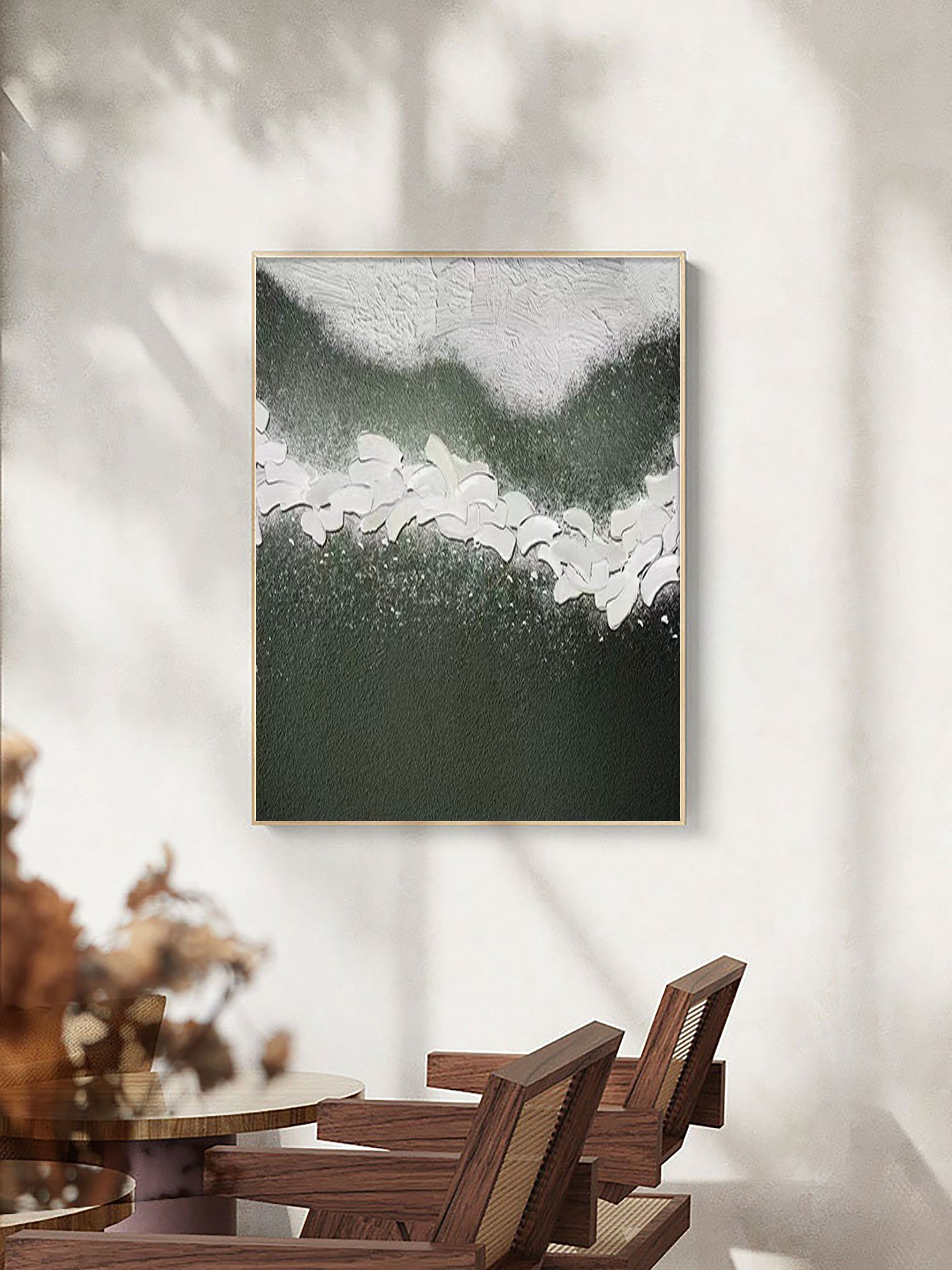 Whispering Blooms: Textured Abstract Floral Canvas Art