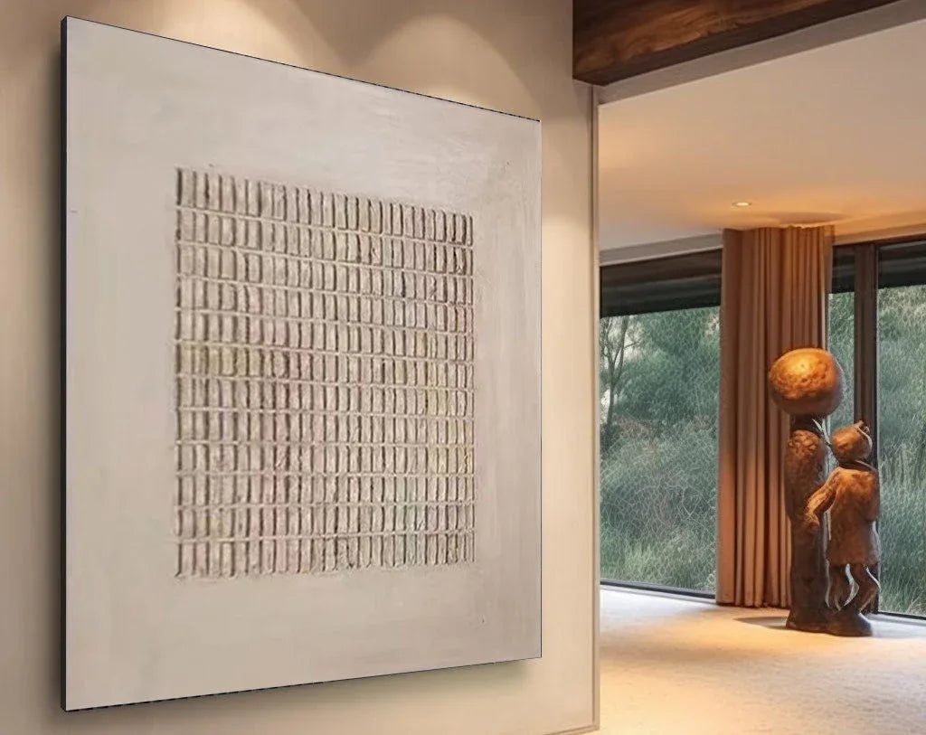 Grid Pulse-Modern Minimalist Texture Grid Wall Art With Subtle Depth - artextured