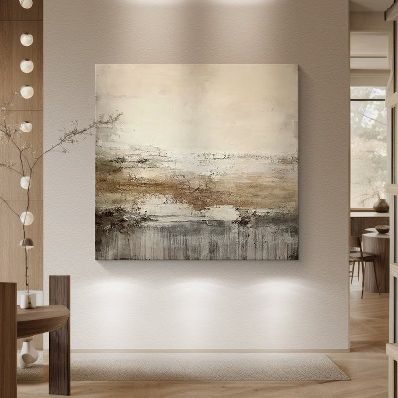 Whispering Earth – Textured Neutral Abstract Wall Art in Beige and Earth Tones#ab14032