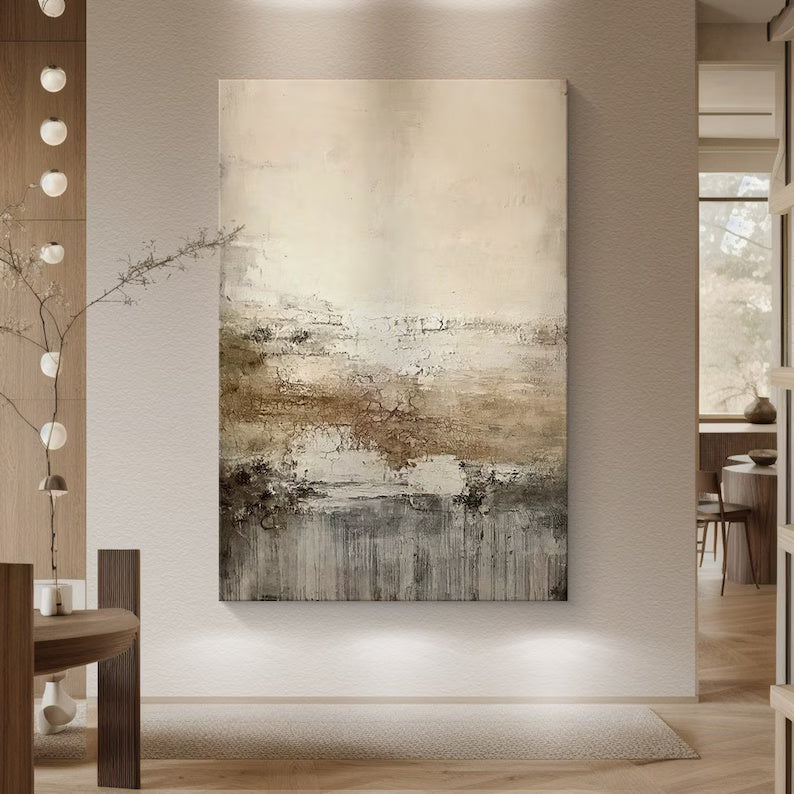 Whispering Earth – Textured Neutral Abstract Wall Art in Beige and Earth Tones#ab14032
