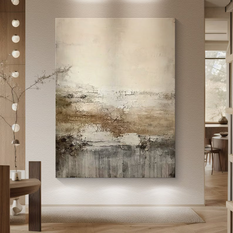 Whispering Earth – Textured Neutral Abstract Wall Art in Beige and Earth Tones#ab14032