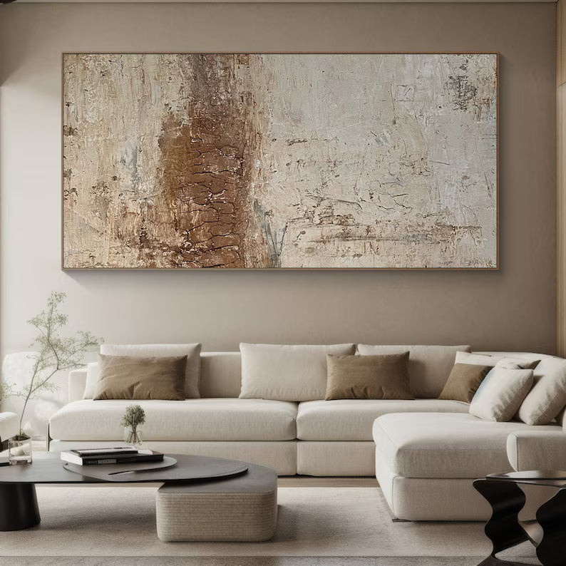Echoes of Earth – Textured Neutral Abstract Wall Art in Warm Earth Tones#AB14031