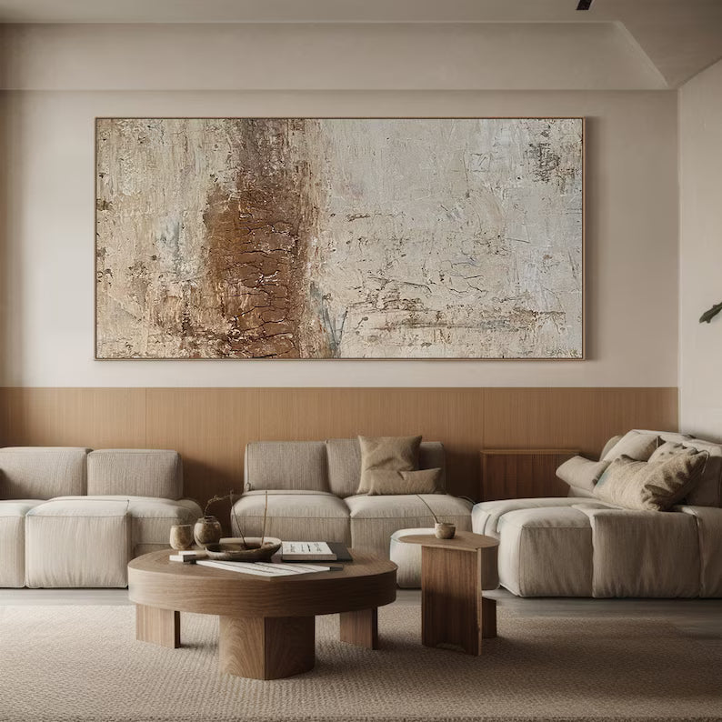 Echoes of Earth – Textured Neutral Abstract Wall Art in Warm Earth Tones#AB14031