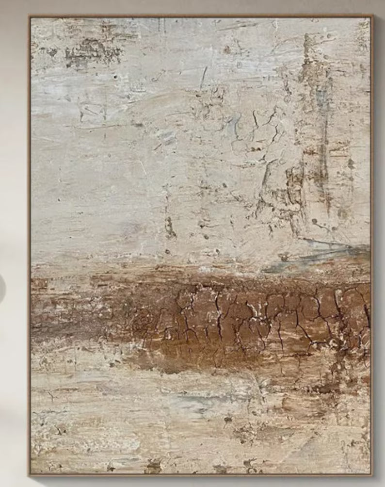 Echoes of Earth – Textured Neutral Abstract Wall Art in Warm Earth Tones#AB14031
