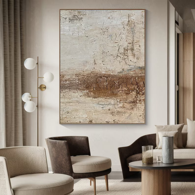 Echoes of Earth – Textured Neutral Abstract Wall Art in Warm Earth Tones#AB14031
