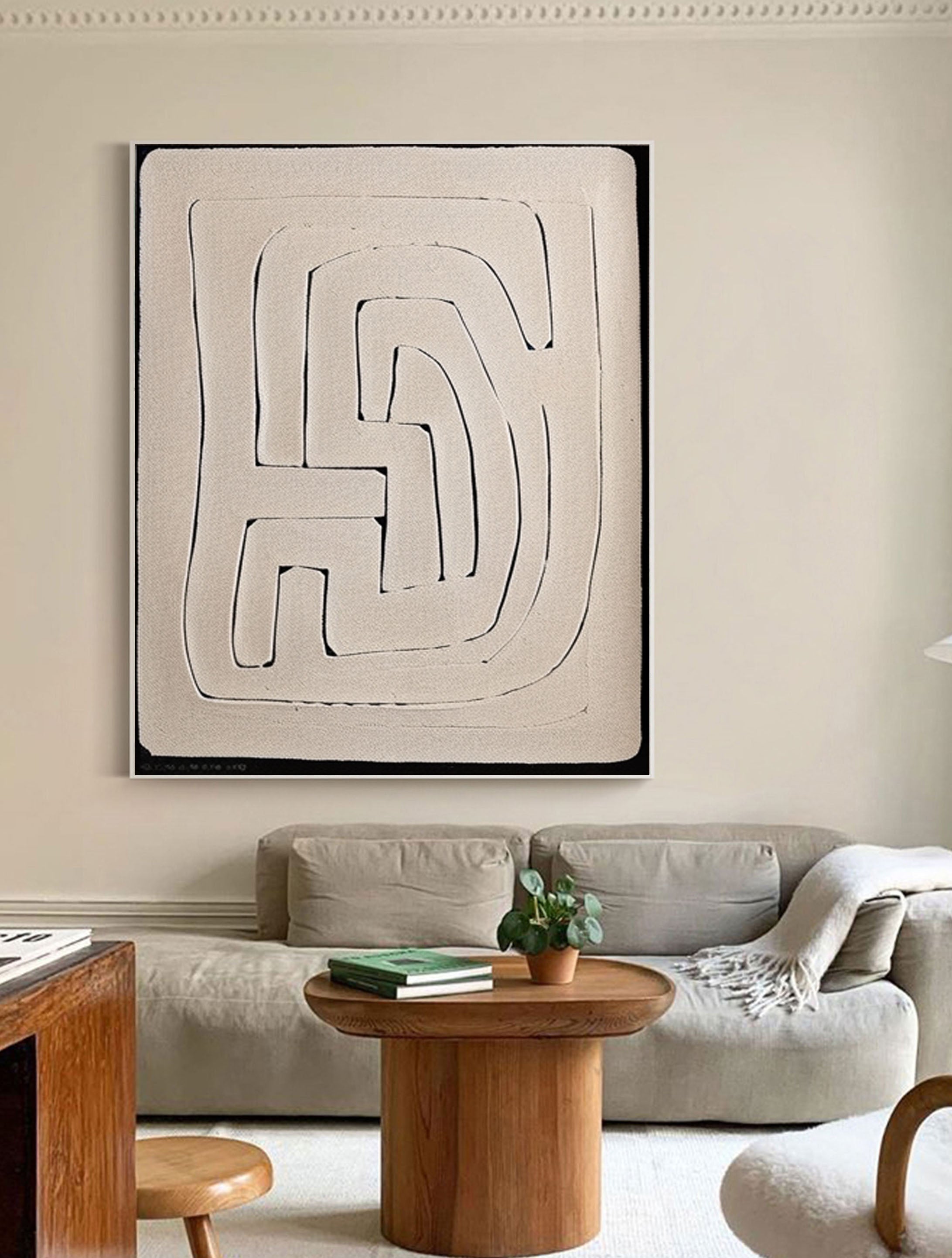 Textured Minimalist Maze Canvas Art