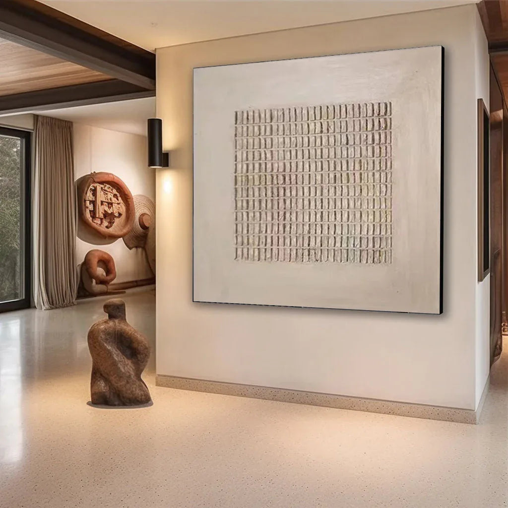 Grid Pulse-Modern Minimalist Texture Grid Wall Art With Subtle Depth - artextured