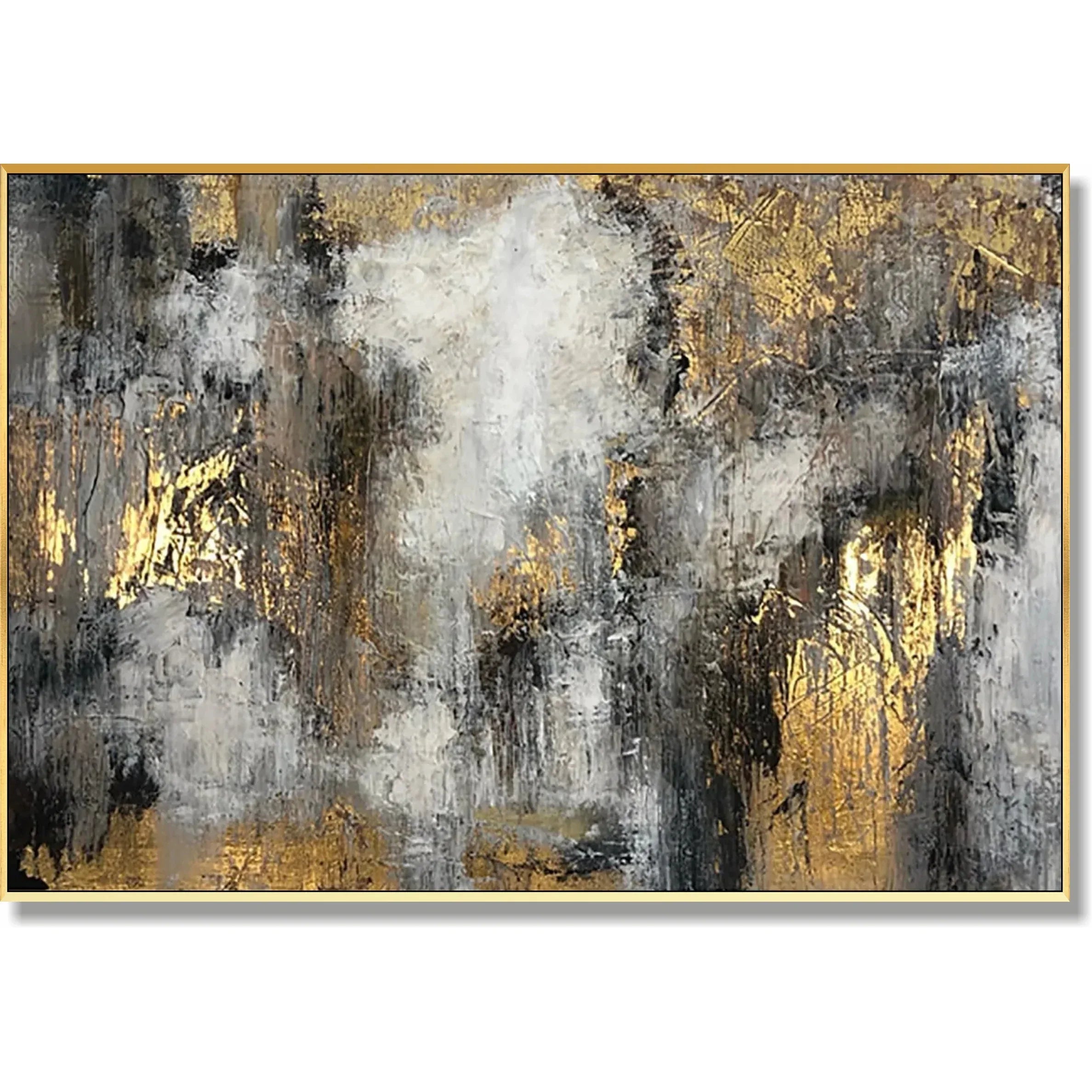 Ethereal Abstract-Hand-Painted Abstract Gray and Gold Texture Dance Wall Art - artextured