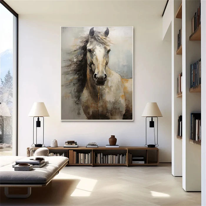 Abstract Horse Wall Art – Modern Minimalist Canvas Painting#AB051802