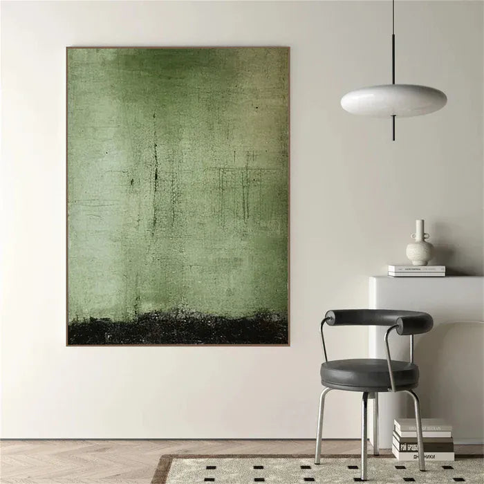 texture Abstract Green Wall Art – Modern Minimalist Textured Canvas#AB051807