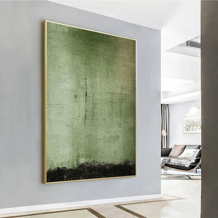 Abstract Green Wall Art – Modern Minimalist Textured Canvas#AB051807