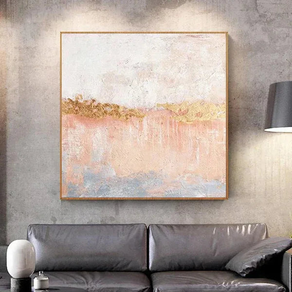Golden Horizon Canvas Art-Hand Drawn Color Texture Abstract Oil Painting Wall Art - artextured