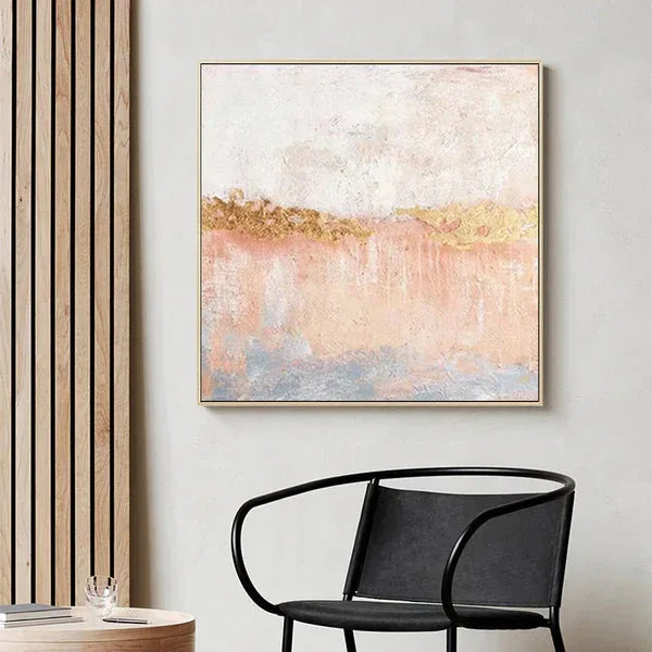 Golden Horizon Canvas Art-Hand Drawn Color Texture Abstract Oil Painting Wall Art - artextured