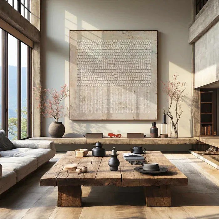 Neutral Symmetry-Neutral Toned Abstract Textured Canvas Art for Modern Spaces - artextured