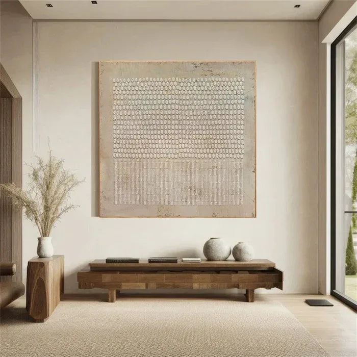 Neutral Symmetry-Neutral Toned Abstract Textured Canvas Art for Modern Spaces - artextured