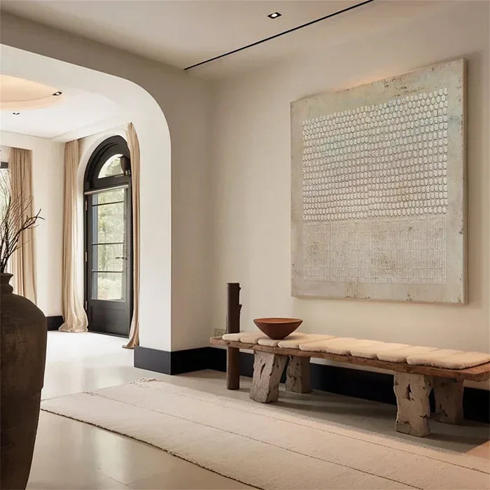 Neutral Symmetry-Neutral Toned Abstract Textured Canvas Art for Modern Spaces - artextured