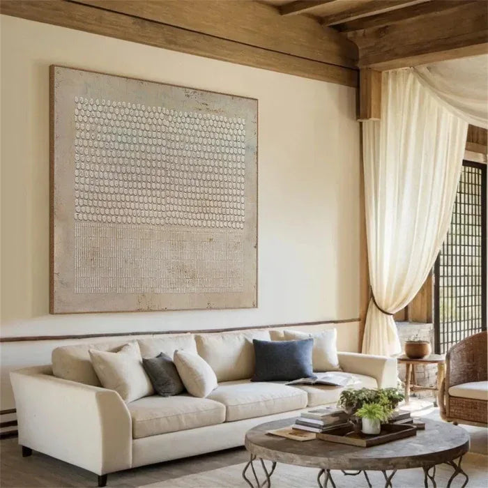 Neutral Symmetry-Neutral Toned Abstract Textured Canvas Art for Modern Spaces - artextured