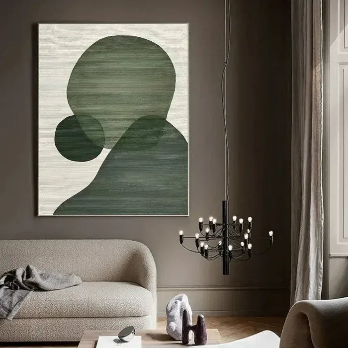 Abstract Tranquility Art Painting-Modern Minimalist Green Geometric Abstract Wall Art - artextured